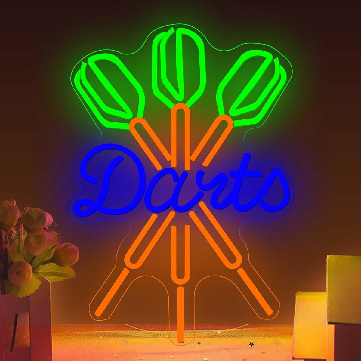SnelShoppen - Dart Neon Sign Darts Licht Dimbaar Kleurvol LED Wanddecoratie USB voor Speelkamer Man Cave Thuis Bar Feest Decoratie