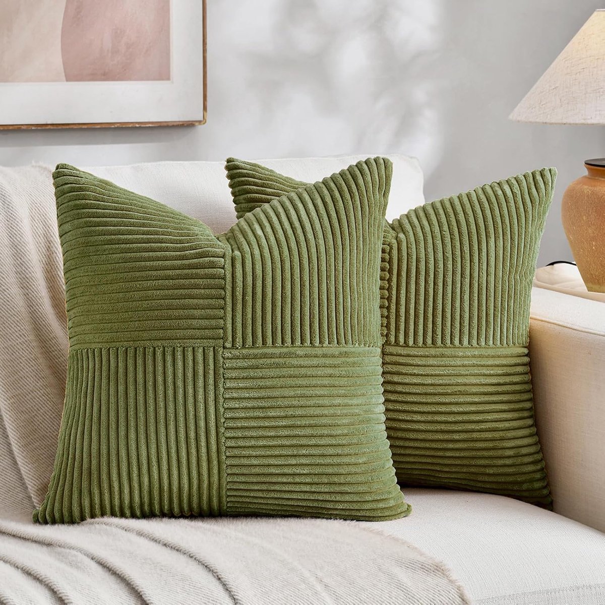 SnelShoppen - Set van 2 Corduroy Kussenhoezen 40 x 40 cm, Zachte Moderne Decoratieve Kussenhoezen, Sofa Kussen, Boho Kussen voor Woonkamer, Slaapkamer