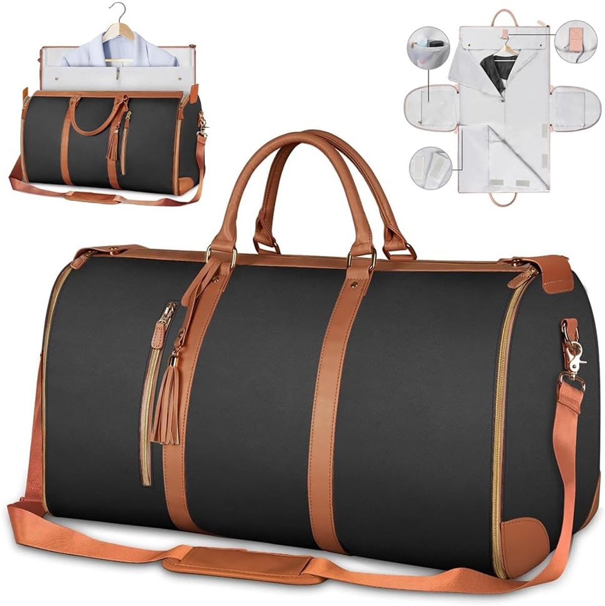 Thijox - Opvouwbare Reistas Waterdichte Kledingtas 52x25,4x31,7 cm Boheems voor Vakantie en Zakenreis, Kreukvrij met Zijzakken en Schoenenvak