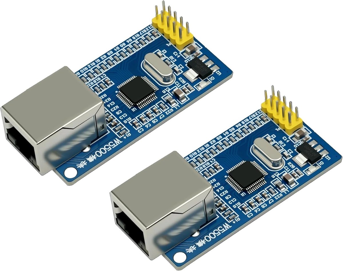 SnelShoppen - W5500 Ethernet Netwerk Module LAN 2 Stuks - TCP/IP Ondersteuning - 3.3V/5V Compatibel met Arduino en STM32 - Ideaal voor Internettoepass
