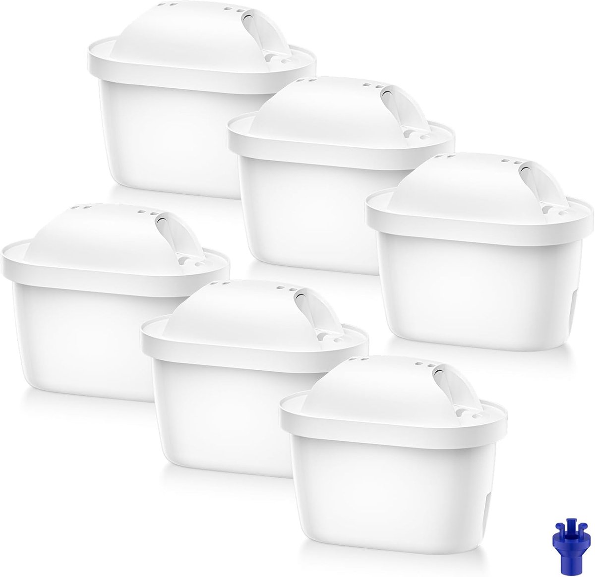 SnelShoppen - 6 Waterfilter Cartridges voor Kettle en Jug, Vermindert Chloor, Zware Metalen en Kalkaanslag, Natuurlijke Kokos Activ koolstof, Betere S