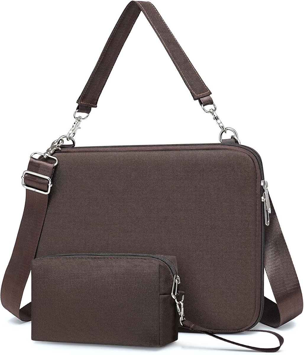 SnelShoppen - Hard Laptop Case Bag voor 13.3 14 15 16 17 17.3 Inch Laptop, Tablet, Draagbare Monitor, Coffee Brown, Waterafstotend, Geschikt voor Gami
