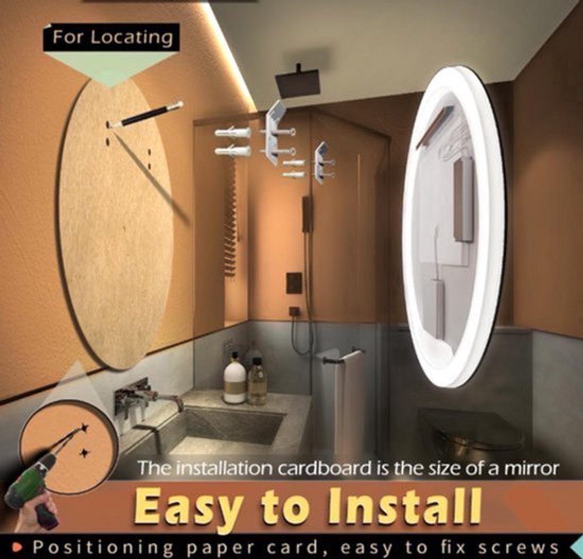 Ronde Spiegel Badkamer – LED Spiegel – Verlichte Spiegel – Make-Up Spiegel – Wandspiegel –