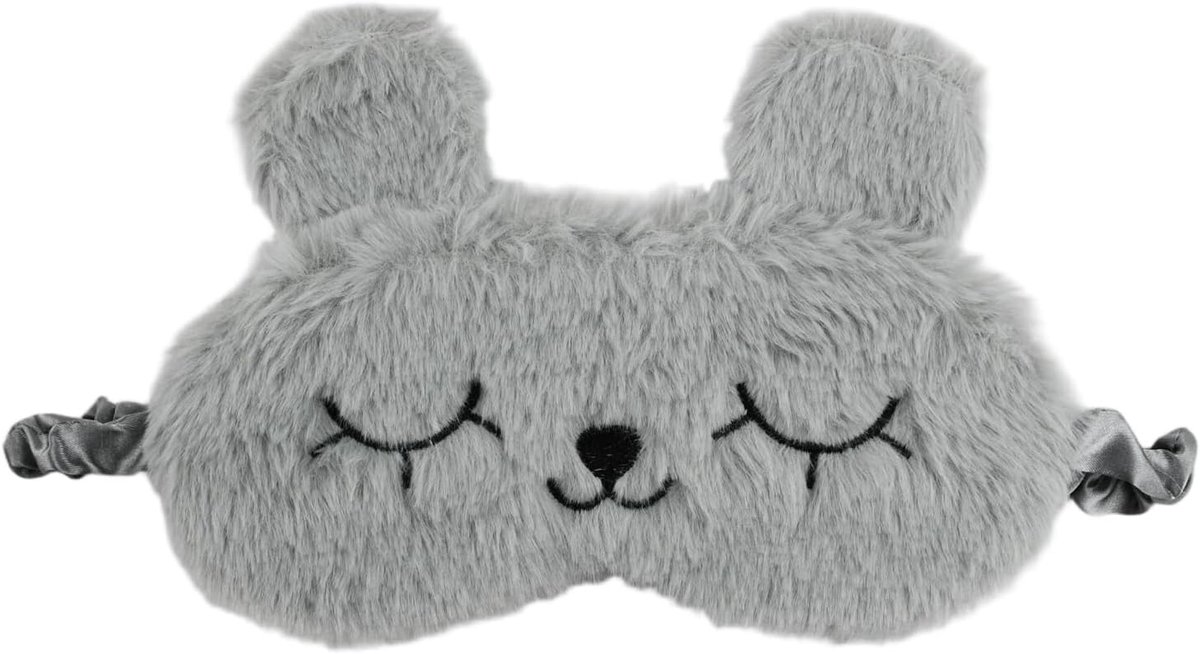 SnelShoppen - Schattig Konijnen Slaapmasker voor Kinderen, Pluche Slaapmasker, Zacht en Huidvriendelijk, Grijs, Ideaal voor Thuis en Reizen