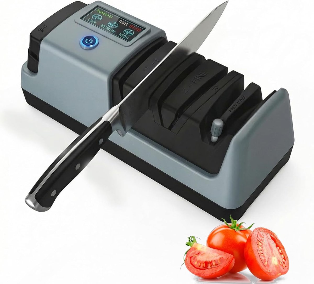 SnelShoppen - Elektrische Messenslijper met LCD Display, 3 Snelheden, Magnetische Chip Scale, 3 Slijpmodi voor Rechte, Getande, Keramische Messen en S