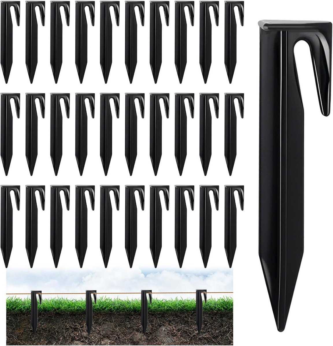 SnelShoppen - Robotic Lawnmower Ground Pegs 150 Stuks - Grondpinnen voor Robotmaaiers - Boundary Rope, Weerbestendig, 8.5 cm, Tuinaccessoires, Camping