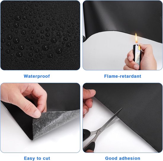 Zelfklevende Foam Rol 300 mm x 2 m x 3 mm Zwarte Mat voor Isolatie en Afsluiting, Ideaal voor Doe-Het-Zelf Projecten, Vloeren, Wanden en Deuren — afbeelding 4