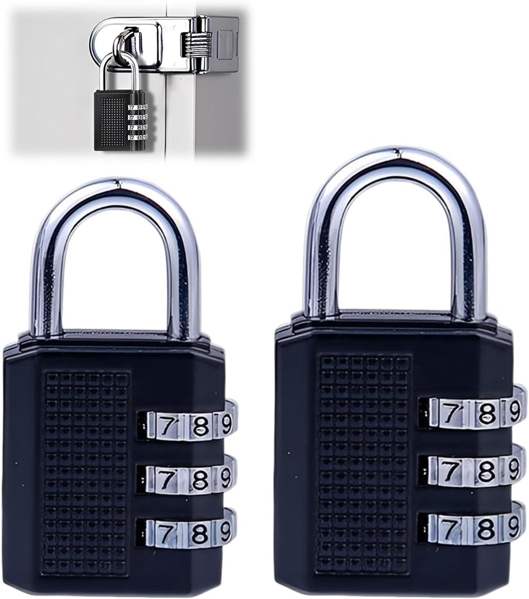 SnelShoppen - Padlock Combinatieslot 2-Pack, 3-Cijferig Combinatieslot, Weerbestendig en Duurzaam, Ideaal voor Kluis, Schuur, School, Gym, Koffers