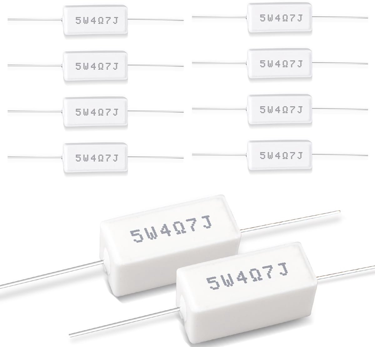 SnelShoppen - 10 Stuks 5W 4.7 Ohm Keramische Cementweerstanden Voor DIY Projecten, Experimenteerdoeleinden en Elektronica