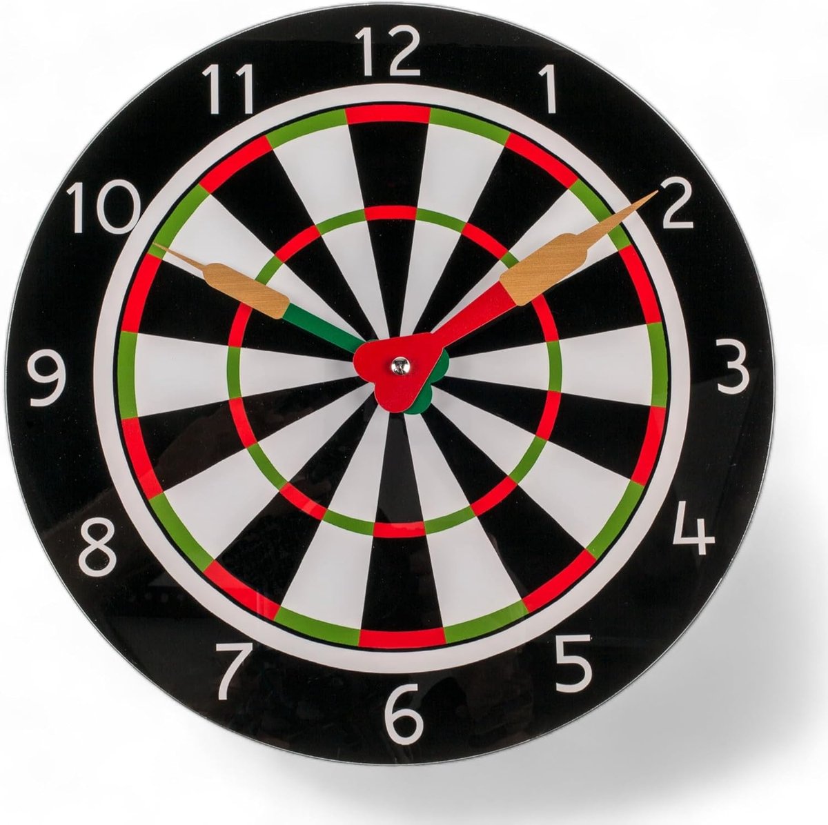 SnelShoppen - Wandklok Darts Bord Glas 30 cm - Batterij Aangedreven Decoratieve Klok voor Woonkamer en Kantoor - Speelse Wanddecoratie