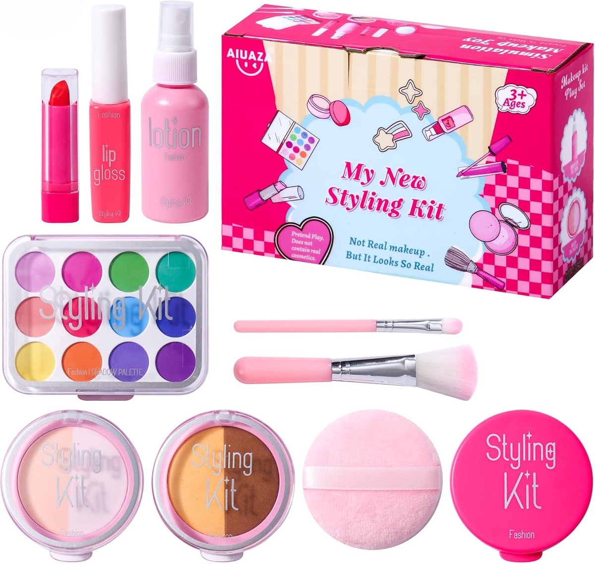 SnelShoppen - AIUAZ Make-up Speelset voor Kinderen - Vloeistofvrij en Poedervrij - Meisjes Verkleed Speelgoed - Pretend Toys - Verjaardagscadeau 4-12