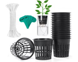 40 Stuks 10 cm Net Potten met 15 m Hydroponics Zelfirrigatie voor Aquaponics en Orchideeën, Ideaal voor Groenten en Tuinieren met Geperforeerde Mandjes
