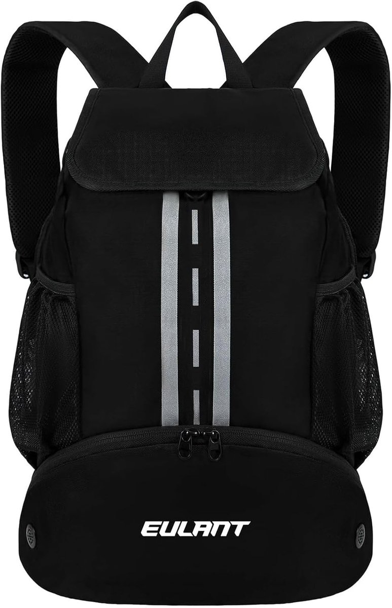 SnelShoppen - Multifunctionele Voetbalrugzak met Schoencompartiment, Waterproof Sporttas voor Basketbal, Zwemmen, Kamperen, Training, Zwart, 47x32x15