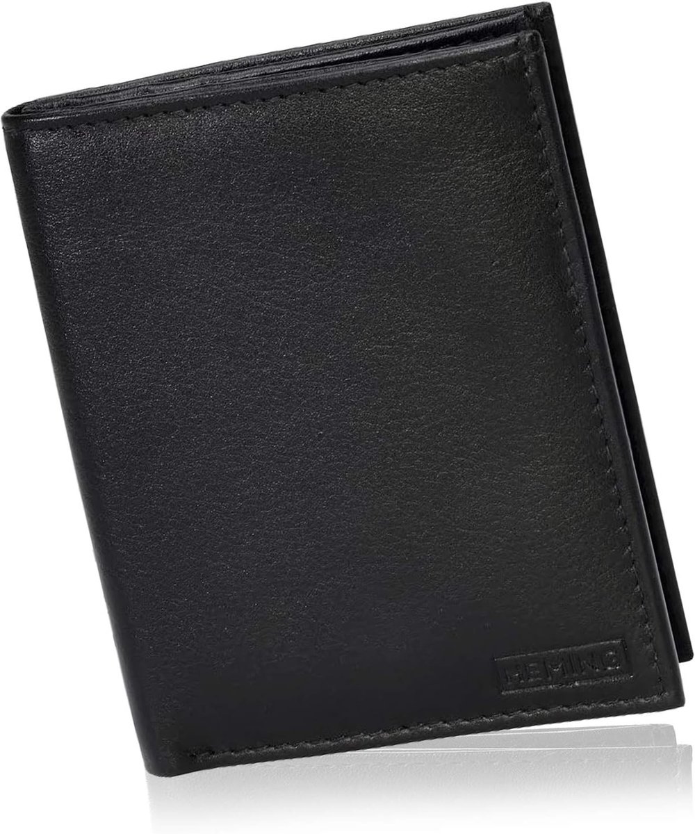 SnelShoppen - Minimalistische Heren Portemonnee Zwart - 100% Echt Leer - Dun, Compact en Licht - Kaartenhouder en Geldclip - Elegante en Praktische Ev