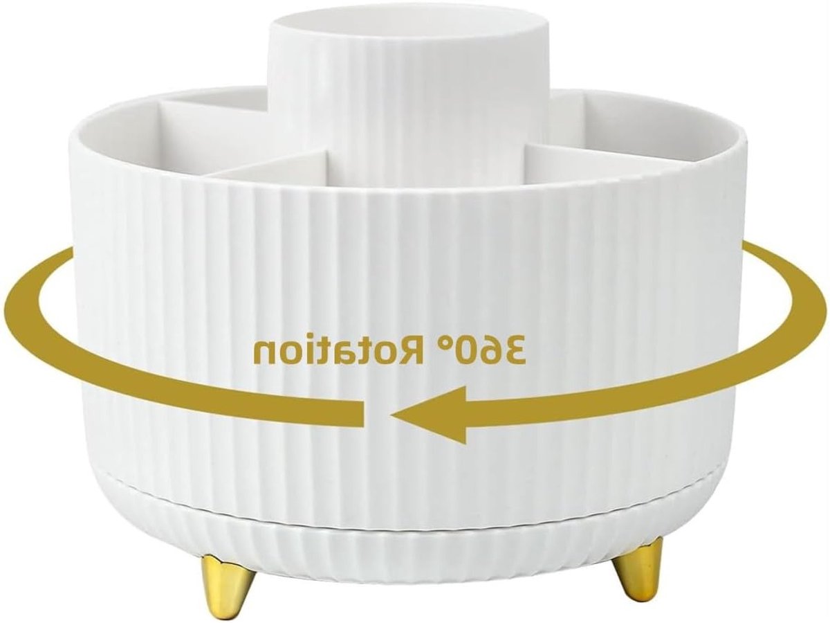 360° Rotatable Pennenhouder met 5 Compartimenten voor Bureau-organisatie, Stationery en Make-up Accessoires - Perfect voor Thuis, Kantoor en School