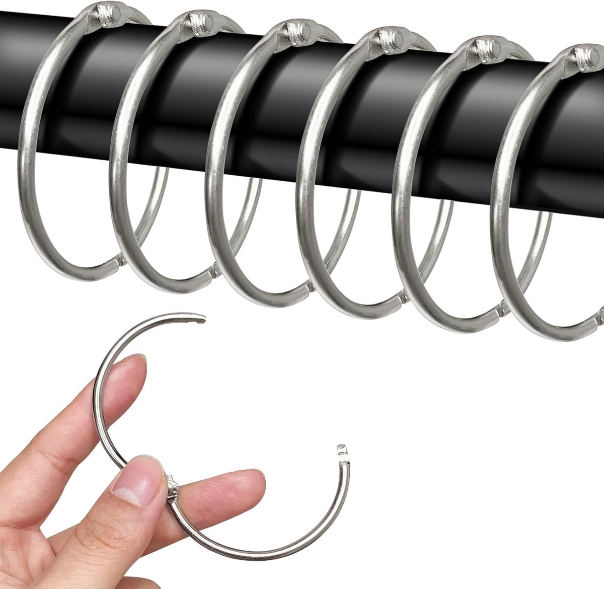 SnelShoppen - Pack van 40 Zilveren RVS Gordijnringen (50mm Binnen Diameter) - Hoogwaardige Roestvrijstalen Klemringen voor Thuis, Tuin, Feest en Decor