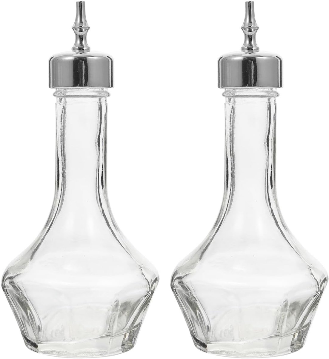 SnelShoppen - Bartender Glass Bitter Bottles met Dispensing Head, Leak-Proof Cocktail Mix Flessen, Pak van 2, Perfect voor Thuis Bar en Professioneel