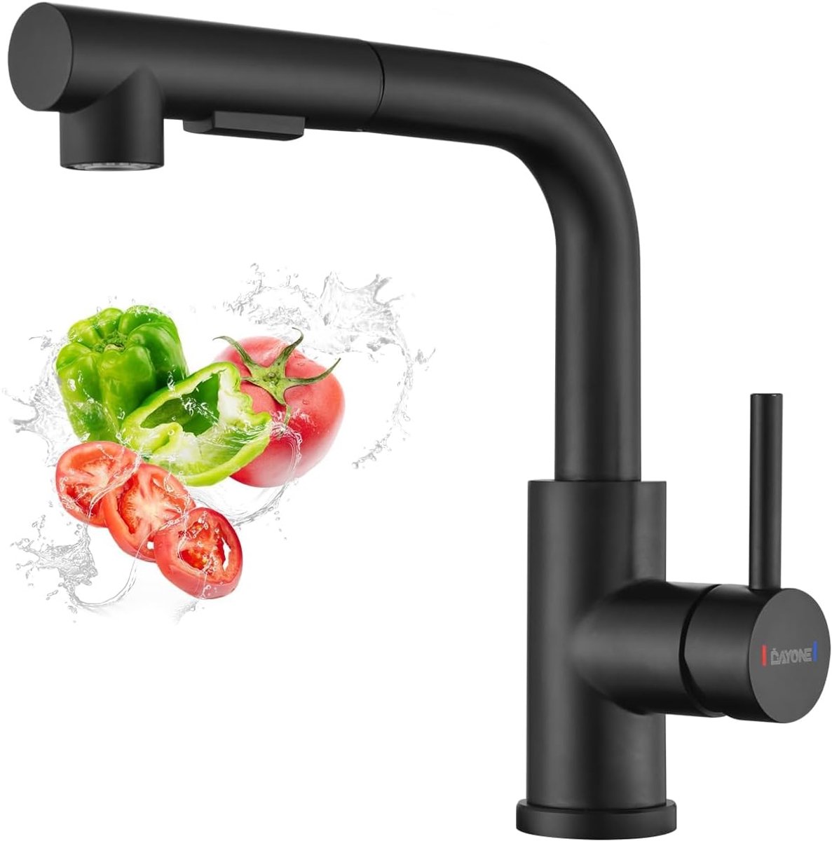 SnelShoppen - Keuken Mengkraan met Uittrekbare Spray, RVS Keukenmengkraan met Hoog Boog, 360° Rotatable, 2 Spray Modi Keuken Faucet voor Eenvoudige Ge