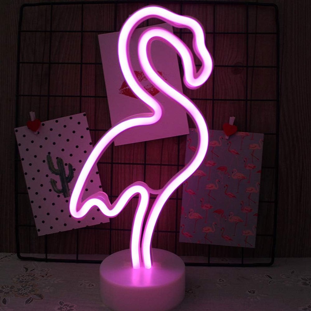 SnelShoppen - Neon Light Sign LED Wanddecoratie Nachtlamp USB/Batterij Aangesloten Flamingo - Perfect voor Feestjes, Kinderkamer, Kerst, Verjaardag, B