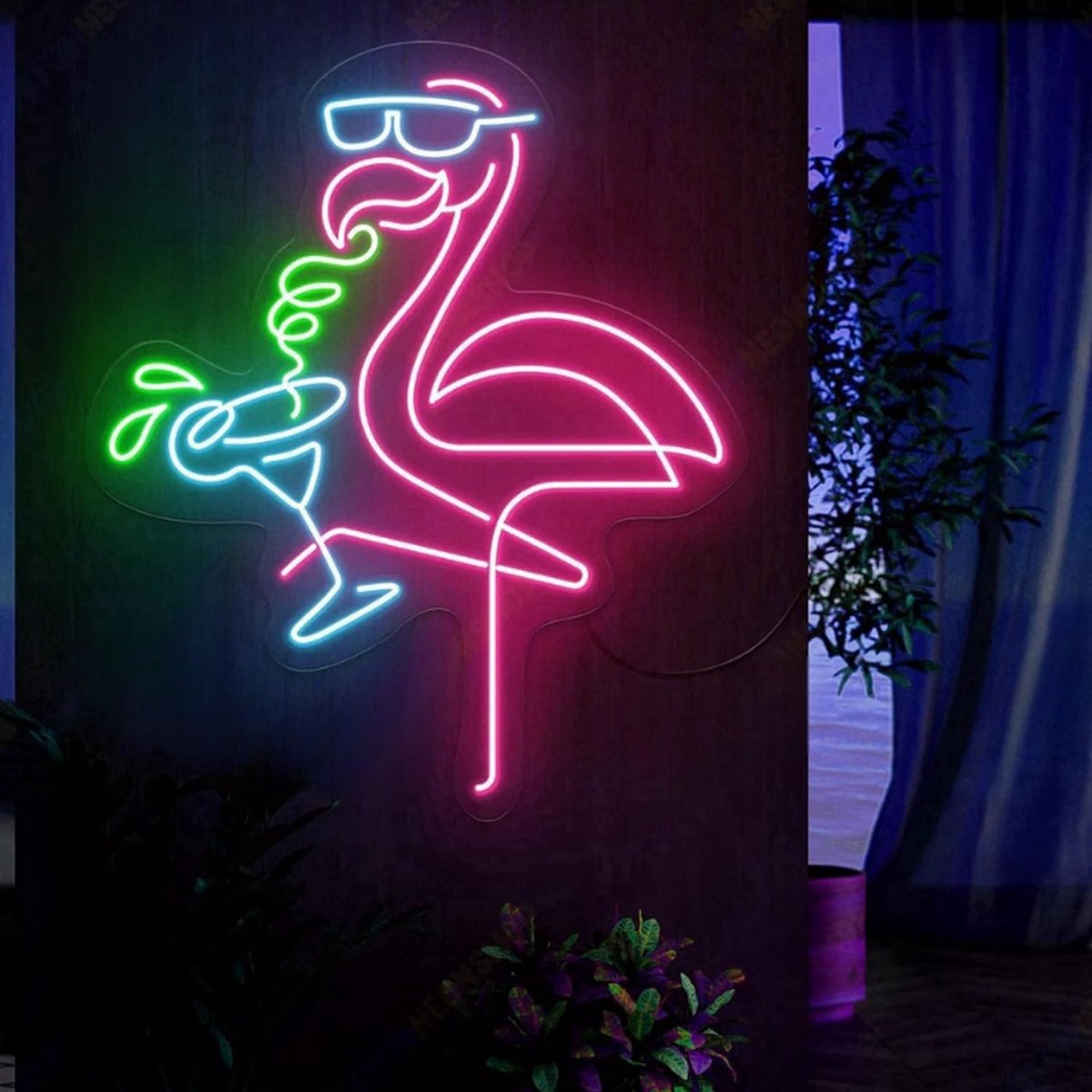 SnelShoppen - Flamingo Neon Sign - Led Neon Licht Decoratie voor Slaapkamer - Flamingo Led Verlichting voor Feest, Cocktail, Persoonlijk Cadeau - Roze