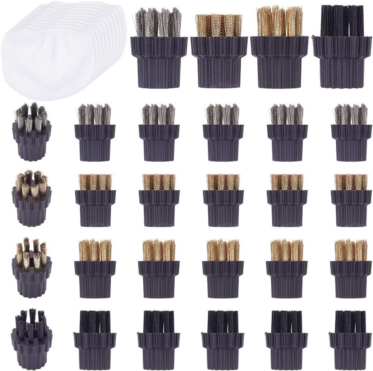 27 Stuks M8 Stoomreiniger Borstelkoppen en 10 Stuks Stoomreinigingsdoekjes voor Keuken en Huishouden Accessoires
