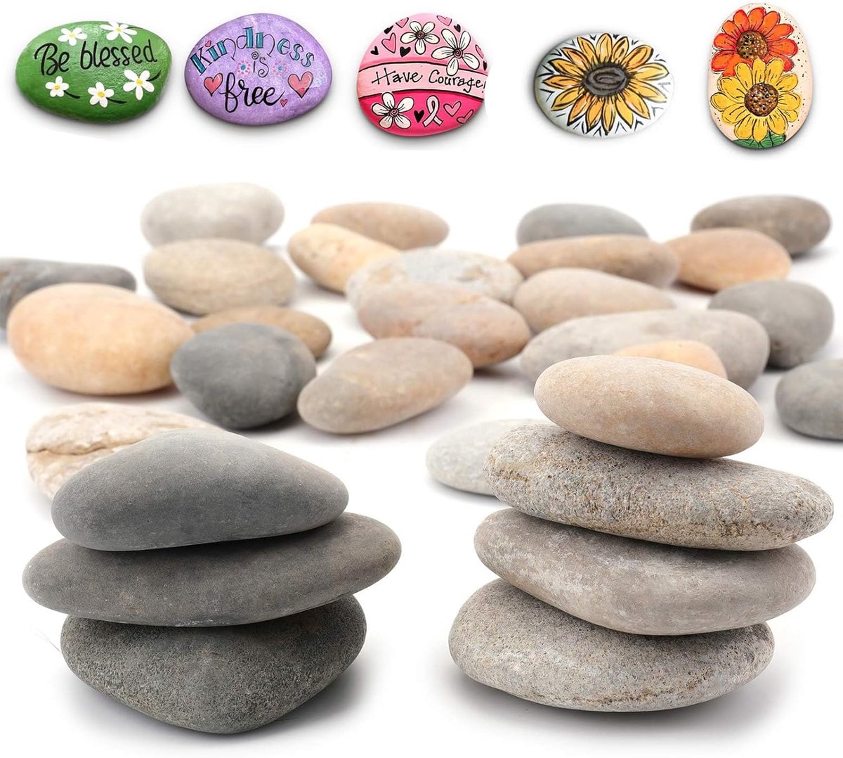 SnelShoppen - 25 Stuks Platte Kiezelstenen om te Beschilderen - Grote Natuurstenen Decoratieve Kiezels voor Creatieve Knutselprojecten met Kinderen -