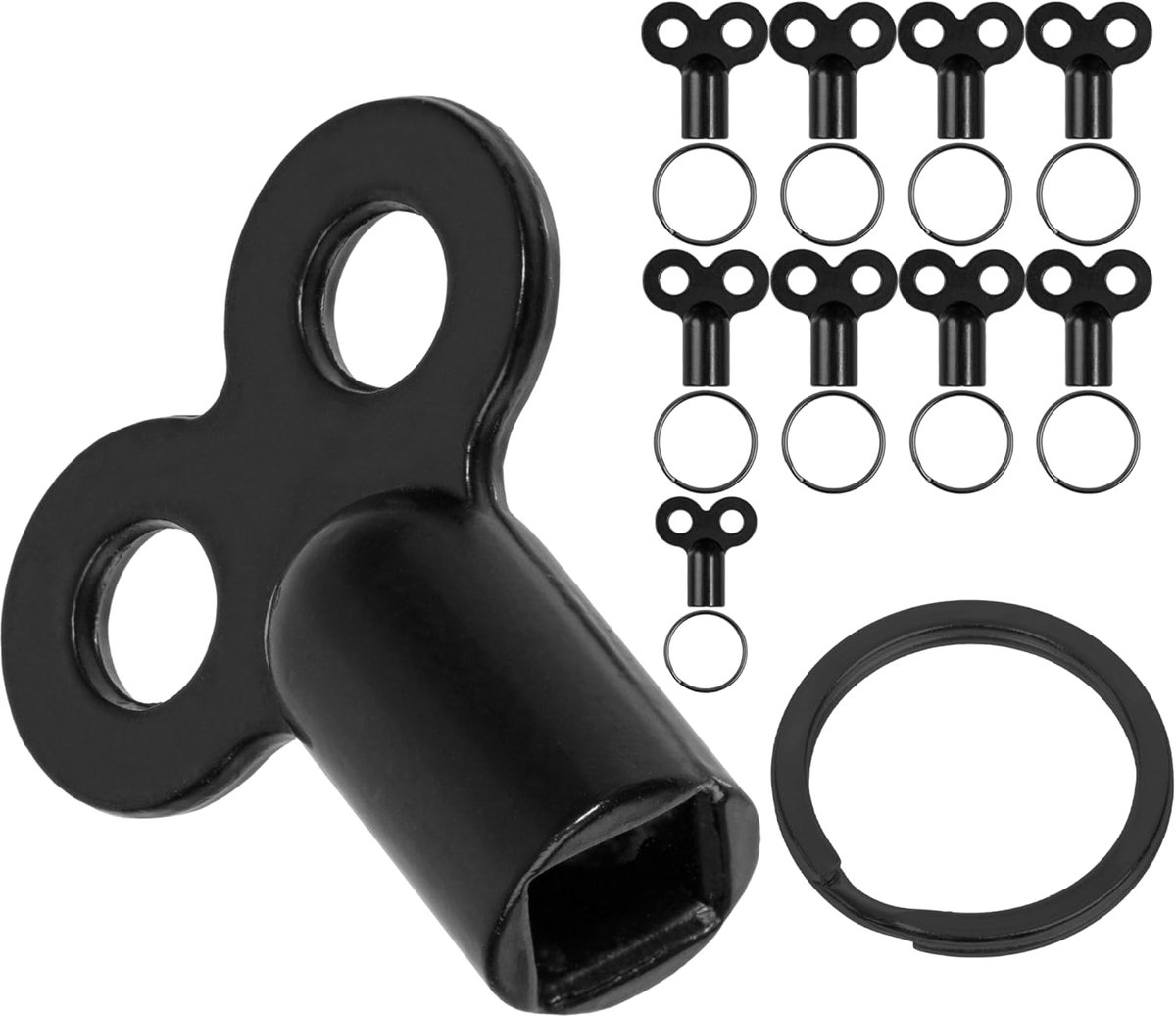 SnelShoppen - Radiator Vent Sleutelset van 10 in Zwart met Sleutelhanger, Universele 5 mm Wrench voor Radiatoren en Verwarmingsventielen