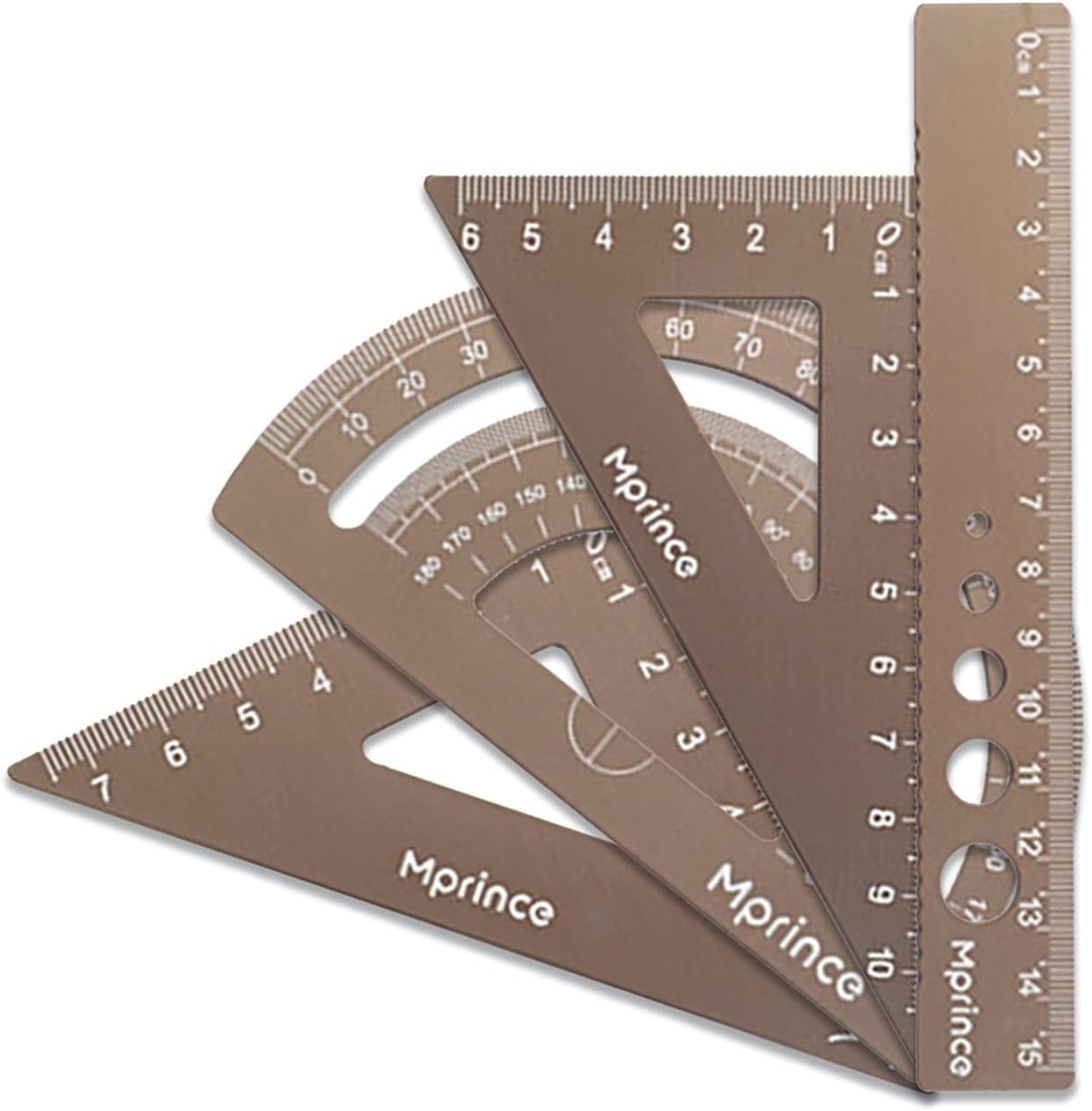 SnelShoppen - Triangle Ruler Set - 4-delige 15cm Aluminium Geometrieset voor Architecten, Ingenieurs, Ontwerpers en Tekenaars - Exacte Metingen, Laser