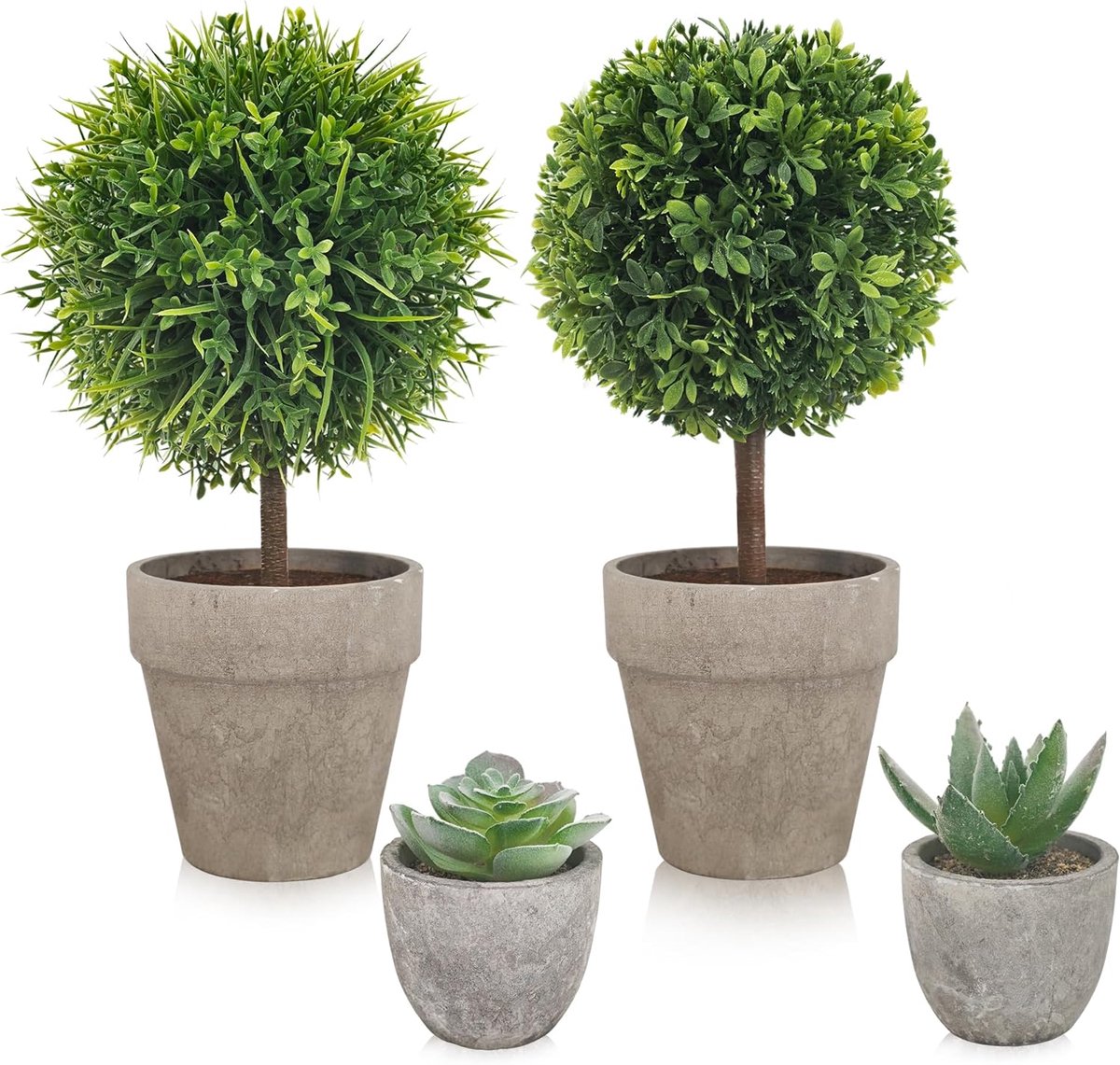 Thijox - Set van 4 onderhoudsvriendelijke kunstplanten (10/26 cm) - Altijd fris groen decoratie voor keuken, badkamer, kantoor en woonkamer - Perfecte