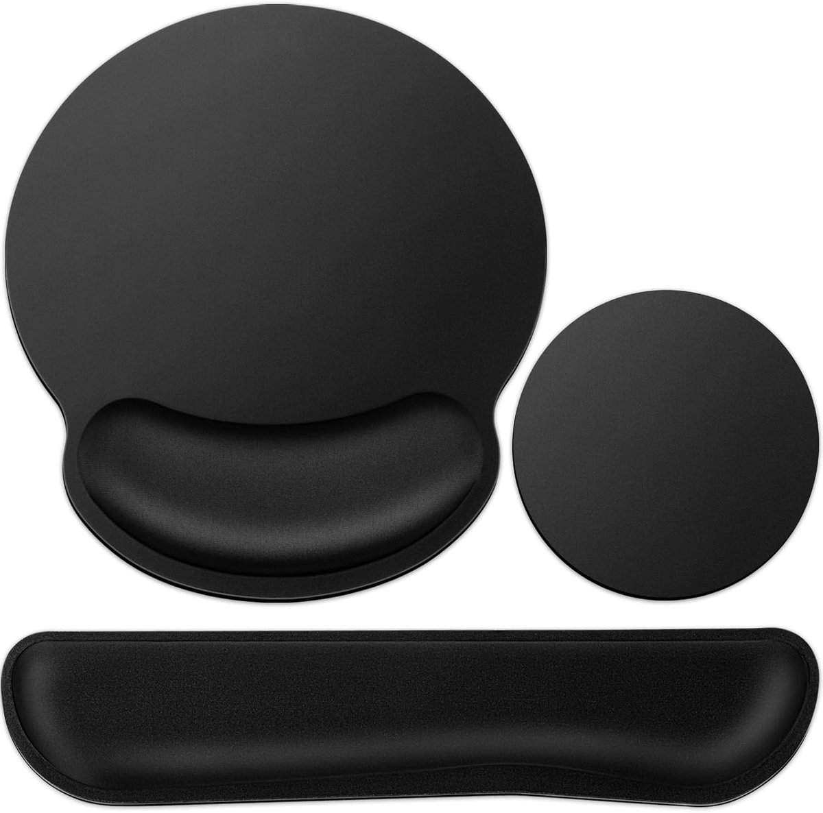 SnelShoppen - 3-in-1 Ergonomische Mouse Pad Set met Gel Pad, Polssteun, Toetsenbord & Kopjes Pad, Geheugenfoam, Antislip Gaming Muismat voor Thuis, Ka