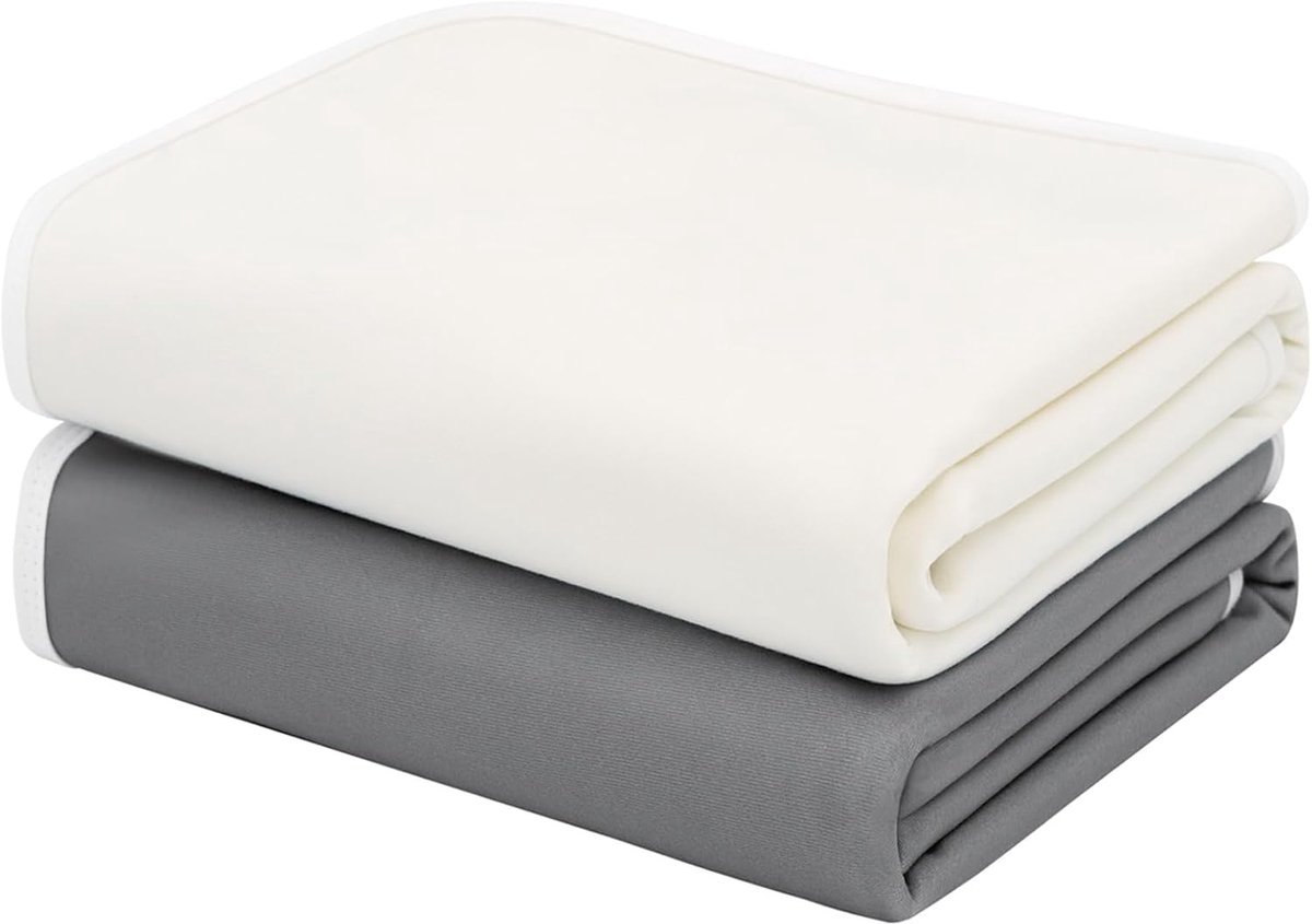 SnelShoppen - Set van 2 Bed Pads voor Potty Training, Waterdichte Bedplassen Lakens voor Kinderen, Wasbare Matrasbeschermer 75x90cm (Grijs & Wit)