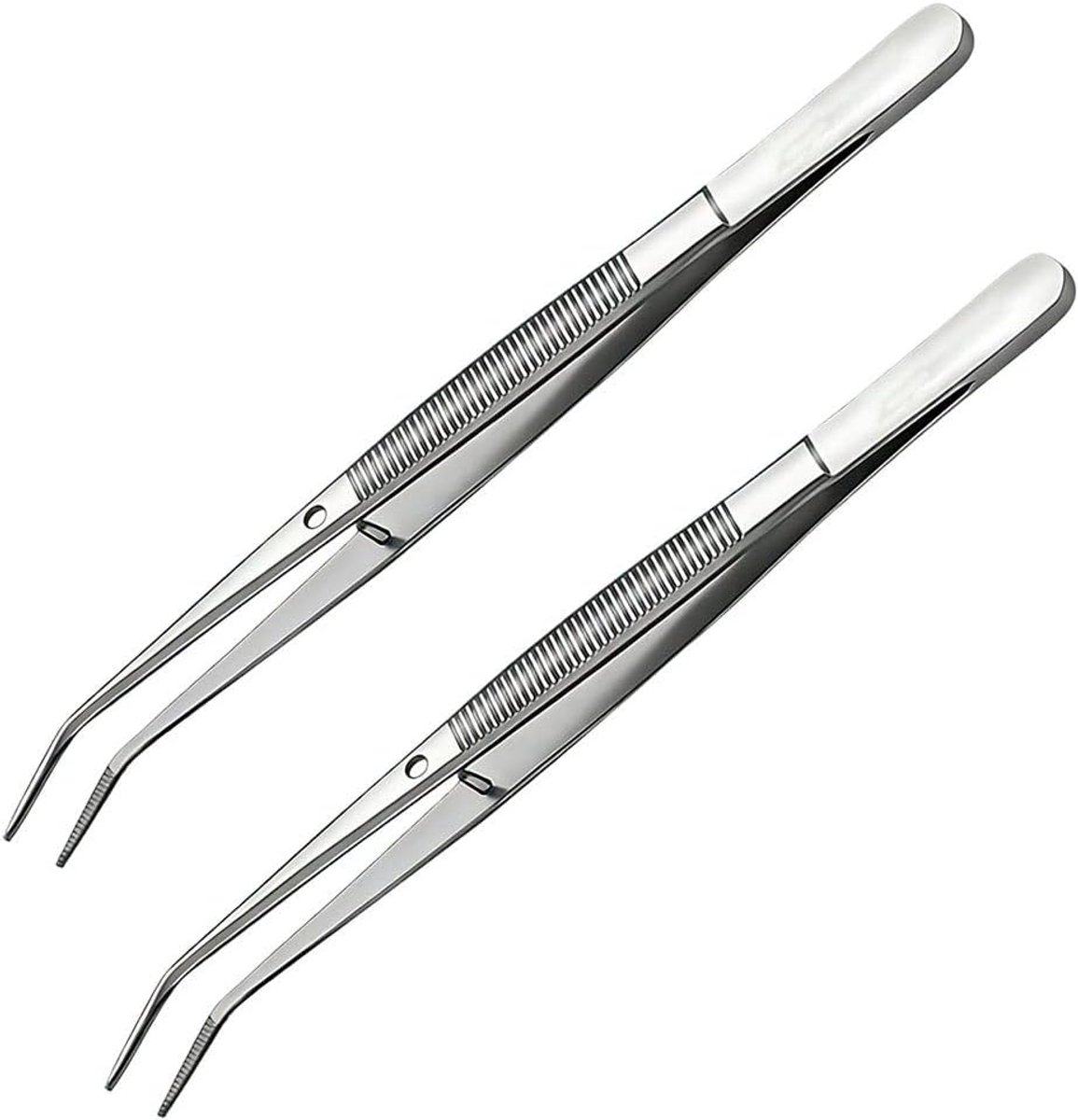 Thijox - Multifunctionele Roestvrijstalen Pincet Set van 2 - Naaimachine Pincet met Gebogen en Gekartelde Punt - Duurzaam en Corrosiebestendig - Ideaa