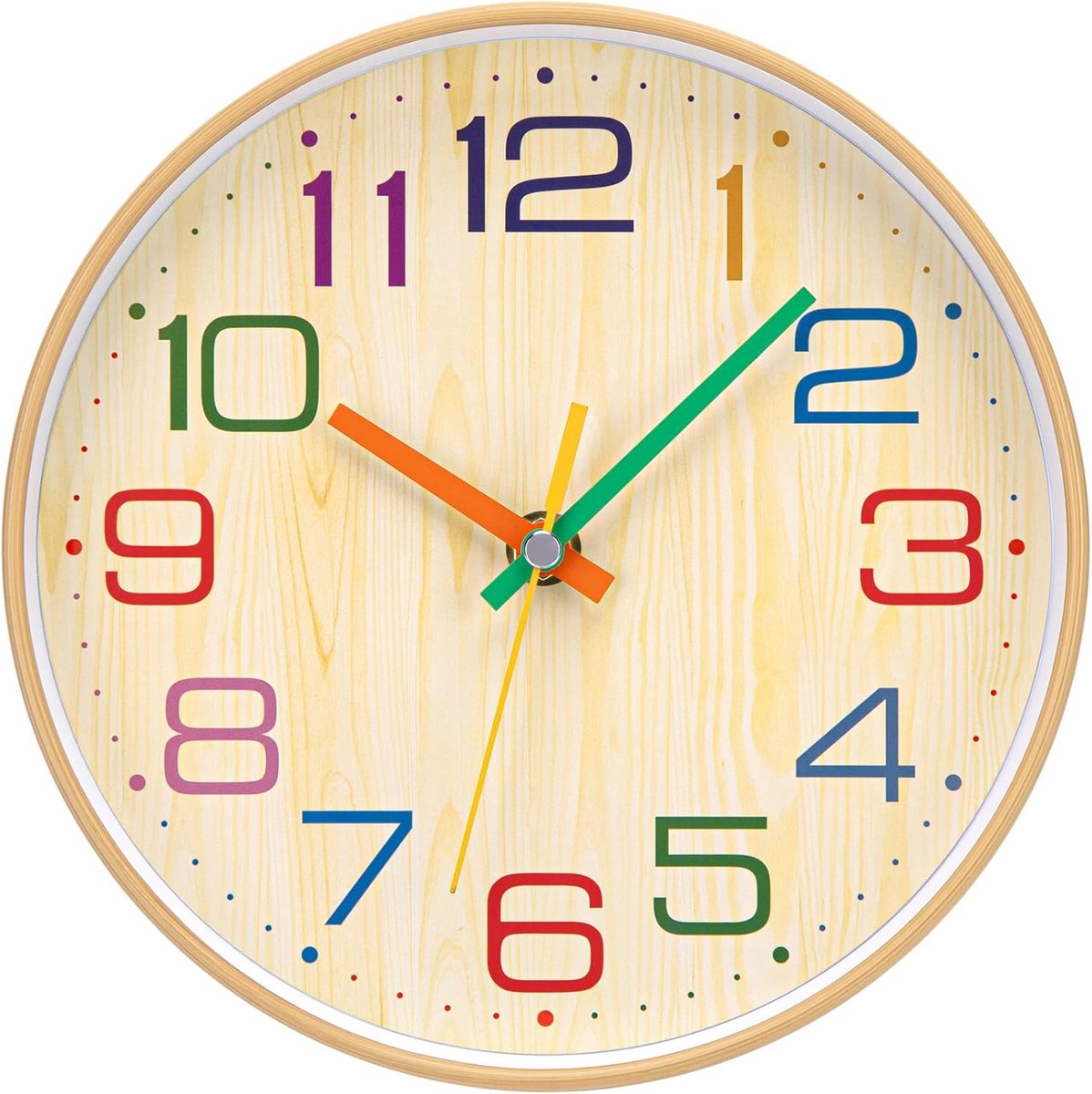 SnelShoppen - Wandklok Kinderen Stil Vintage 20 cm Quartz Grote Batterij Gevoerd Makkelijk Af Te Lezen Houtlook Voor Kamer, Huis, Keuken, Slaapkamer,