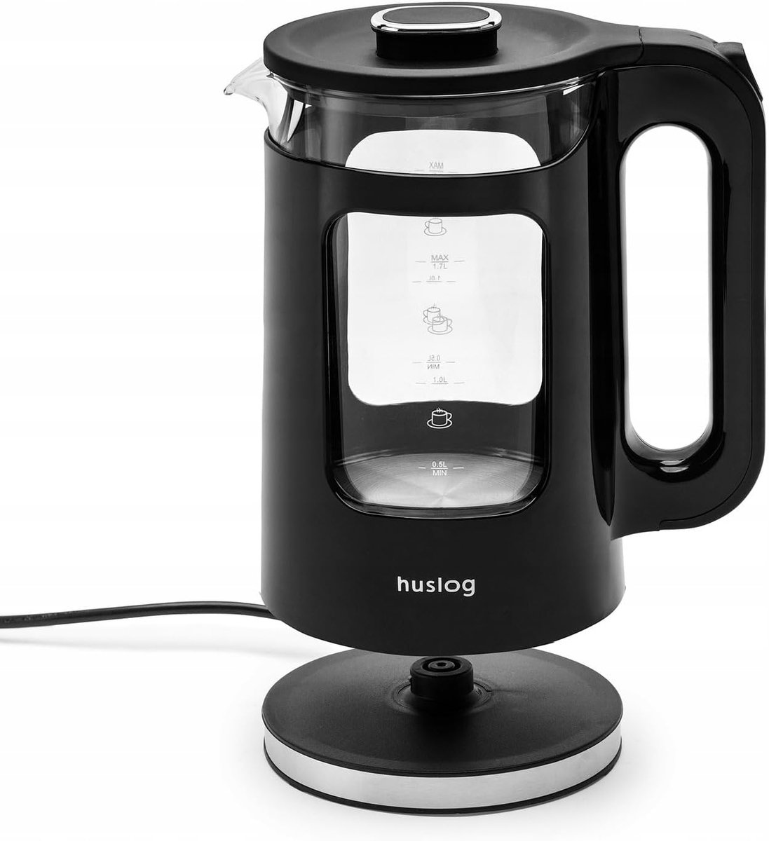 Thijox - Elektrische Waterkoker 1,7L, 2200W, Dubbelwandig Glas & RVS, Snelkookfunctie, Waterpeilindicator, Droogkookbeveiliging, Draadloze 360°-Basis,