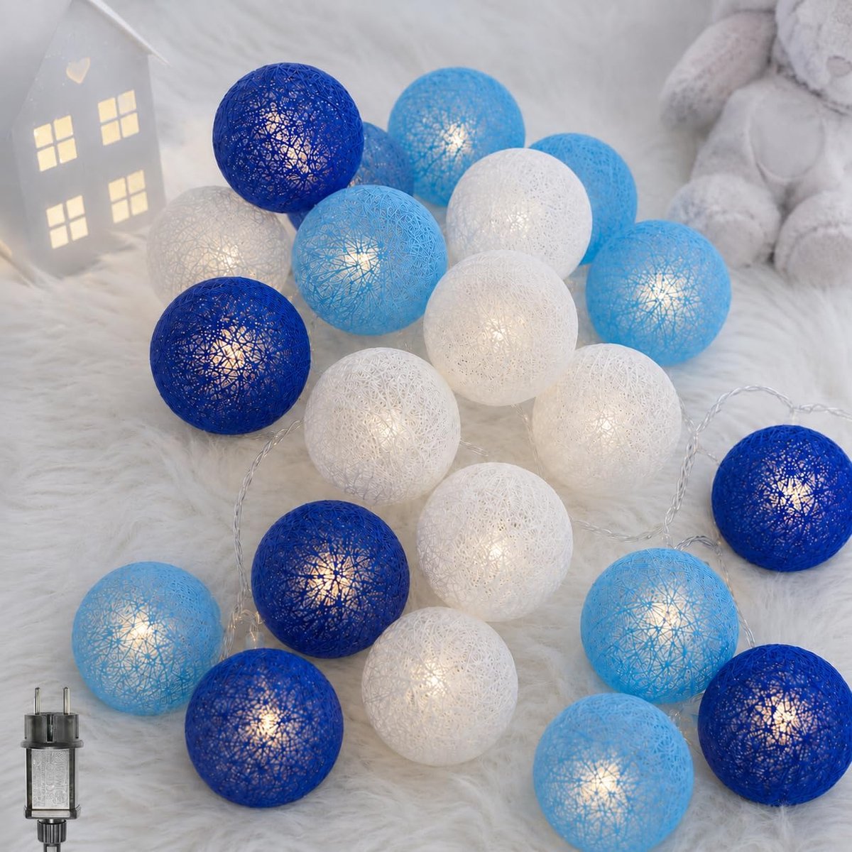 SnelShoppen - LED Fairy Lights Katoenen Ballen - 3.8m Lichtslinger - Energiezuinig en Veilig - Voor Feest, Tuin, Kinderen, en Huisdecoratie
