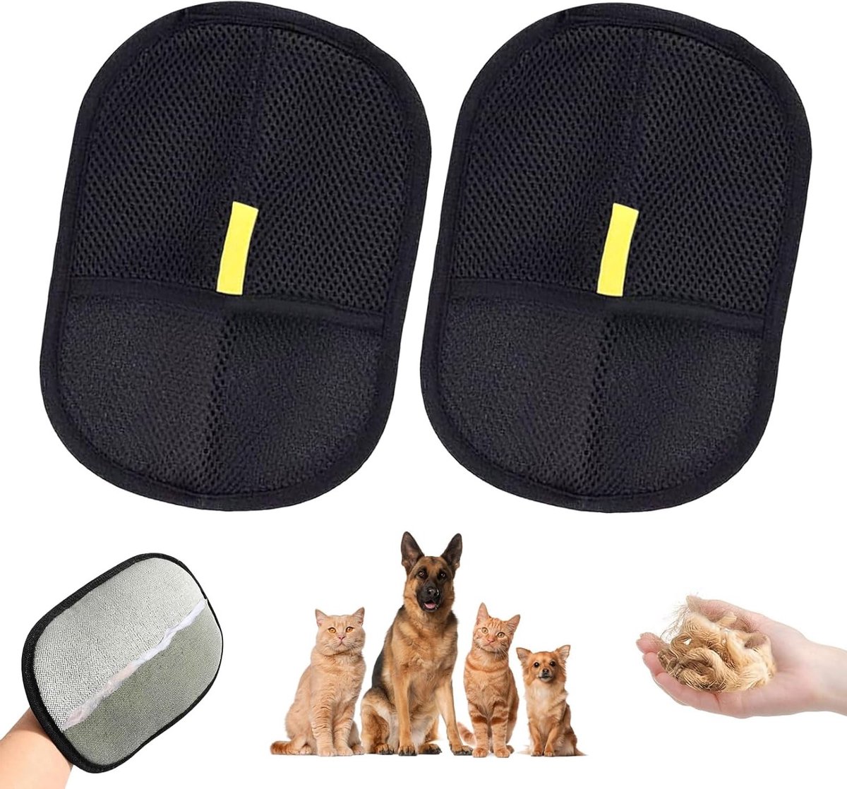 2 Stuks Magnetische Handschoenen voor Dierenharen - Effectieve Verwijdering van Kat- en Hondenvacht, Geschikt voor Huisdieren en Kleding