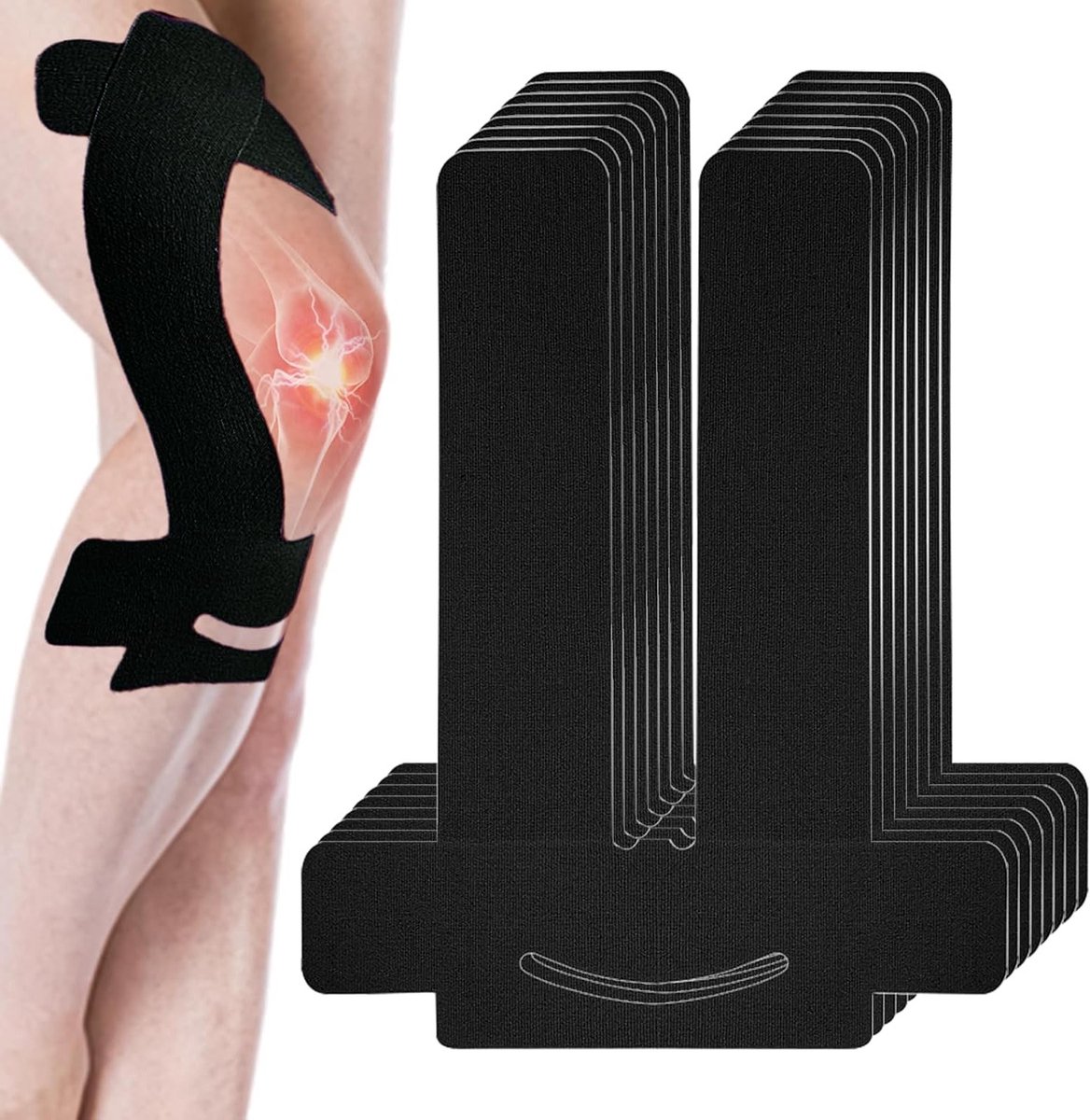 Pre-Cut Kinesiotape voor Knie, Waterdichte Fysiotape, Ondersteuning en Stabilisatie bij Kniepijn, Ideaal voor Sport en Revalidatie