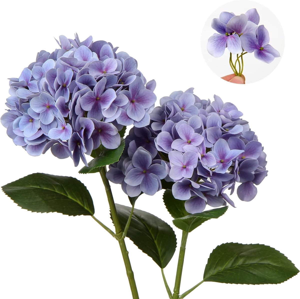 SnelShoppen - 2 Stuks Kunstmatige Hortensia Bloemen - 3D Geprinte Real Touch Kunstbloemen - 19cm - Perfect voor Bruiloft, Thuis, Hotel, Feestdecoratie