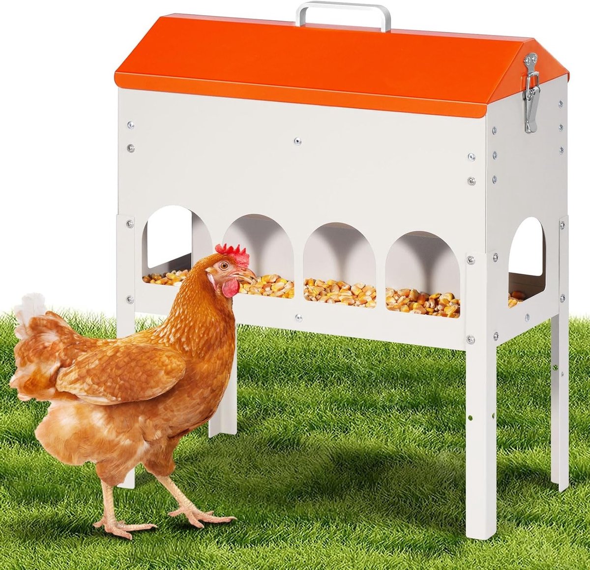 Automatische Voerautomaat voor Kippen en Vogels, 5 kg Capaciteit, Geschikt voor Eenden en Duiven, 41x17.7x37.5 cm