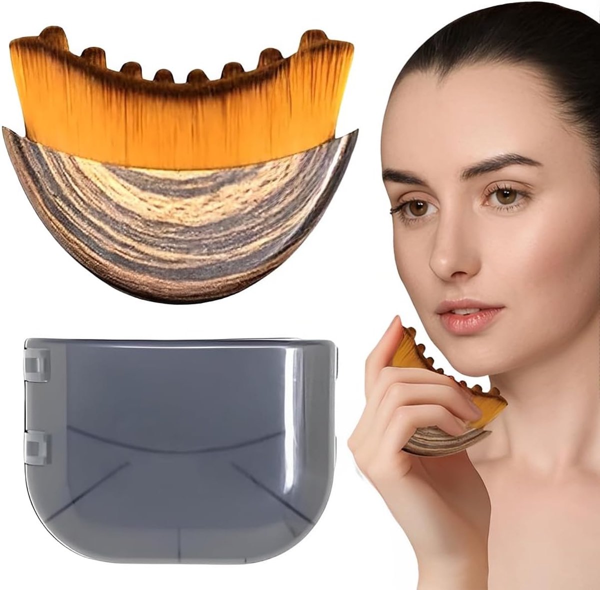 SnelShoppen - Gezicht Lymphatische Borstel - Gua Sha Borstel met Natuurlijke Haartjes voor Oogcontour - Drainagemassage en Droogborstelen - Ergonomisc