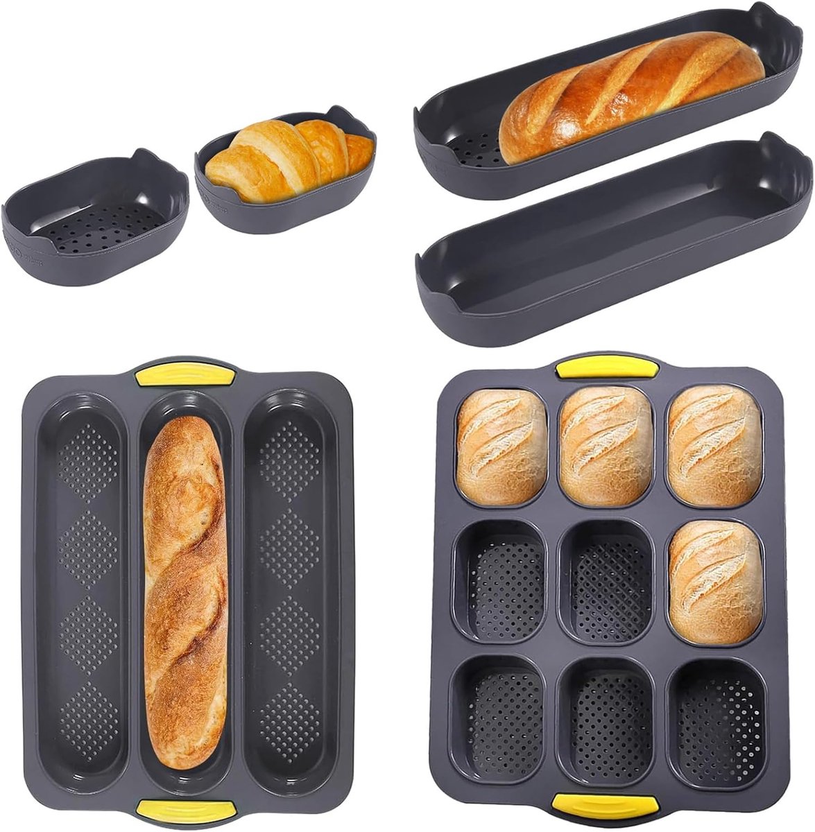 SnelShoppen - 6-delige Baguette Bakplaat Set, Perforated Non-stick Brood Bakvormen, Hoge Kwaliteit Silicone Mould, Ideaal voor Thuis Bakken, Makkelijk