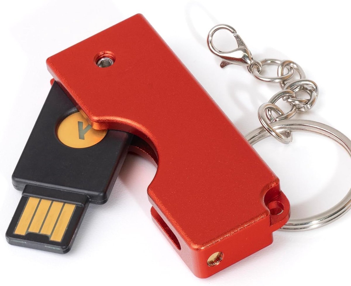 Vouwbare en draaibare metalen hoes voor Yubico beveiligingssleutel met USB-A connector, krasbestendig en duurzaam ontwerp