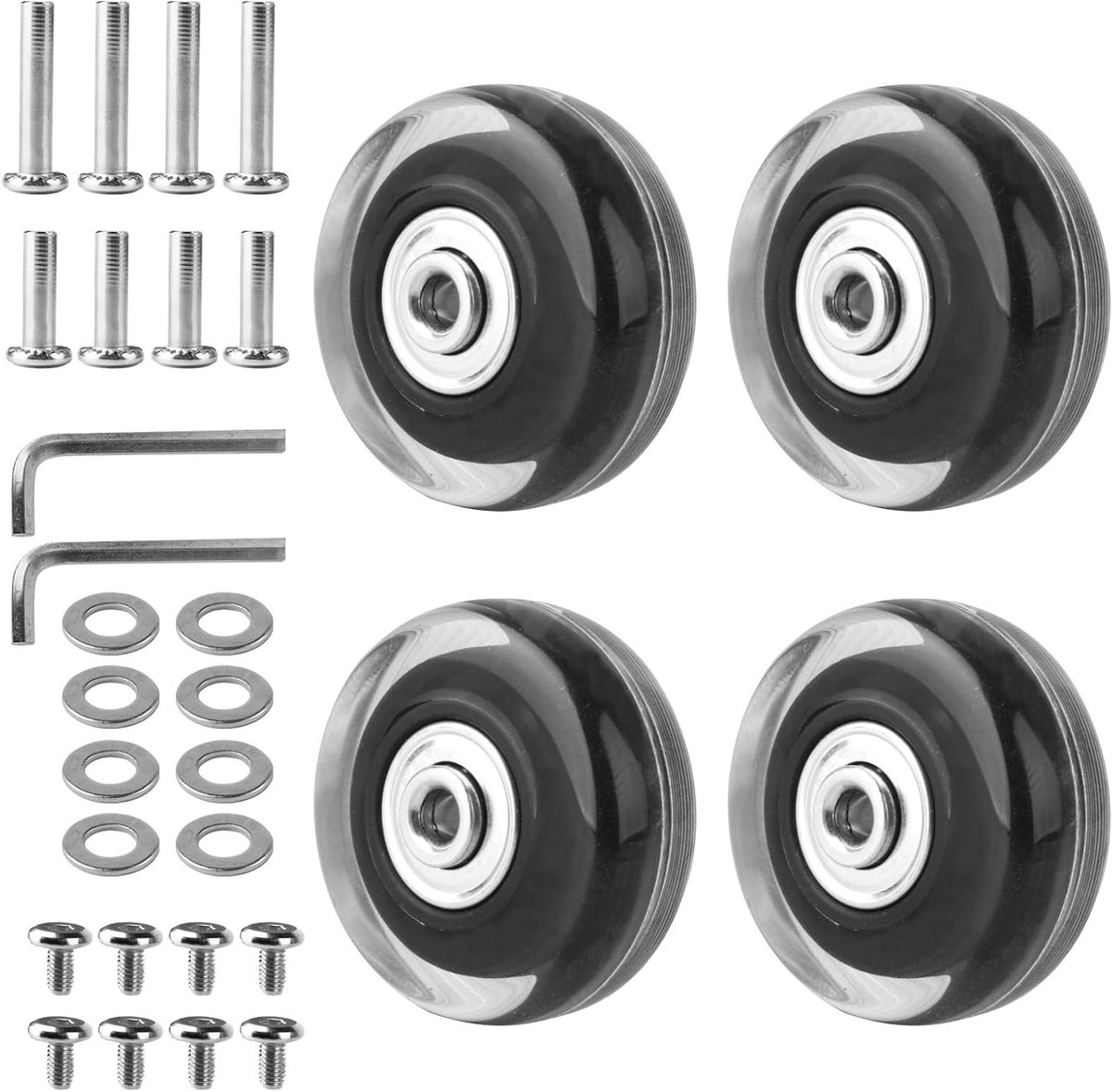 Set van 4 Vervangende Koffers Wielen 50x18mm, Rubber Wielen voor Bagage, Ideaal voor Kofferonderdelen en Trolleys