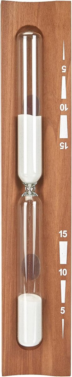 SnelShoppen - Uurglas 15 min. Thermisch Hout met Witte Zand - Decoratief Accessoire voor Thuis, Keuken, Feest en Kids - Compact en Stijlvol 60 x 320 x
