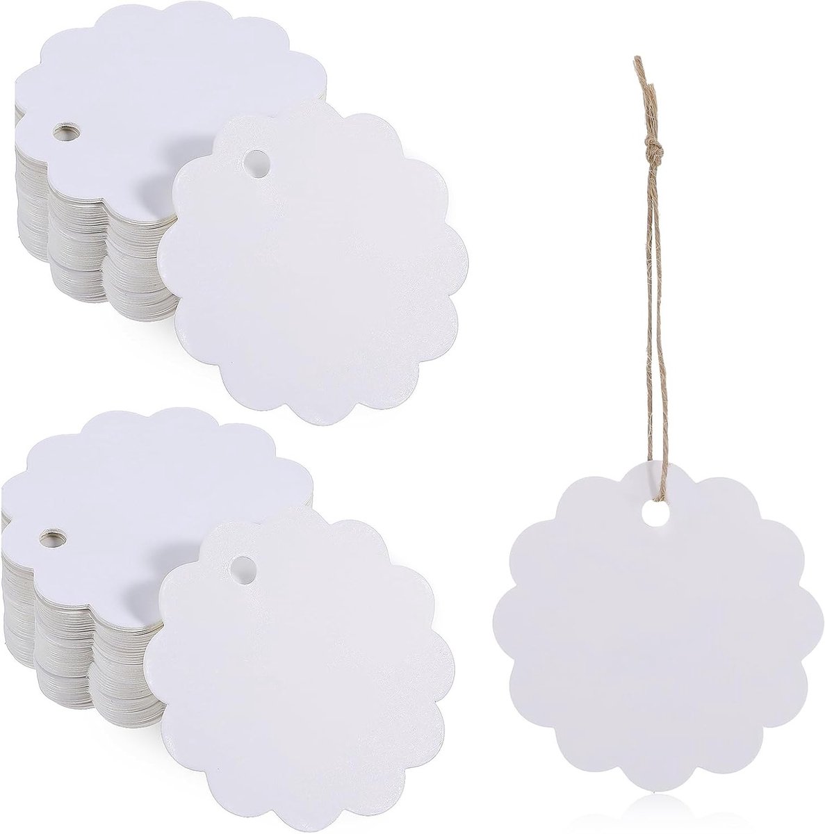 Set van 100 Kraft Papieren Cadeautags met 20 Meter Touw - Labels voor Handgemaakte Geschenken, Bruiloften en Kerstdecoratie
