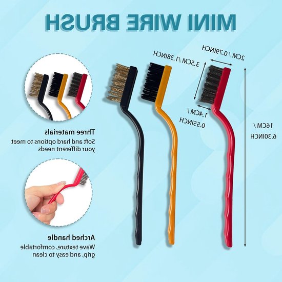 Multifunctionele 8-delige Set Schoonmaakborstels voor Tegelvoegen: 3 Tegelvoegenborstels, 3 Mini Draadborstels en 2 Schoonmaakschrapers voor Badkamers, Keukens en Ovens — afbeelding 3