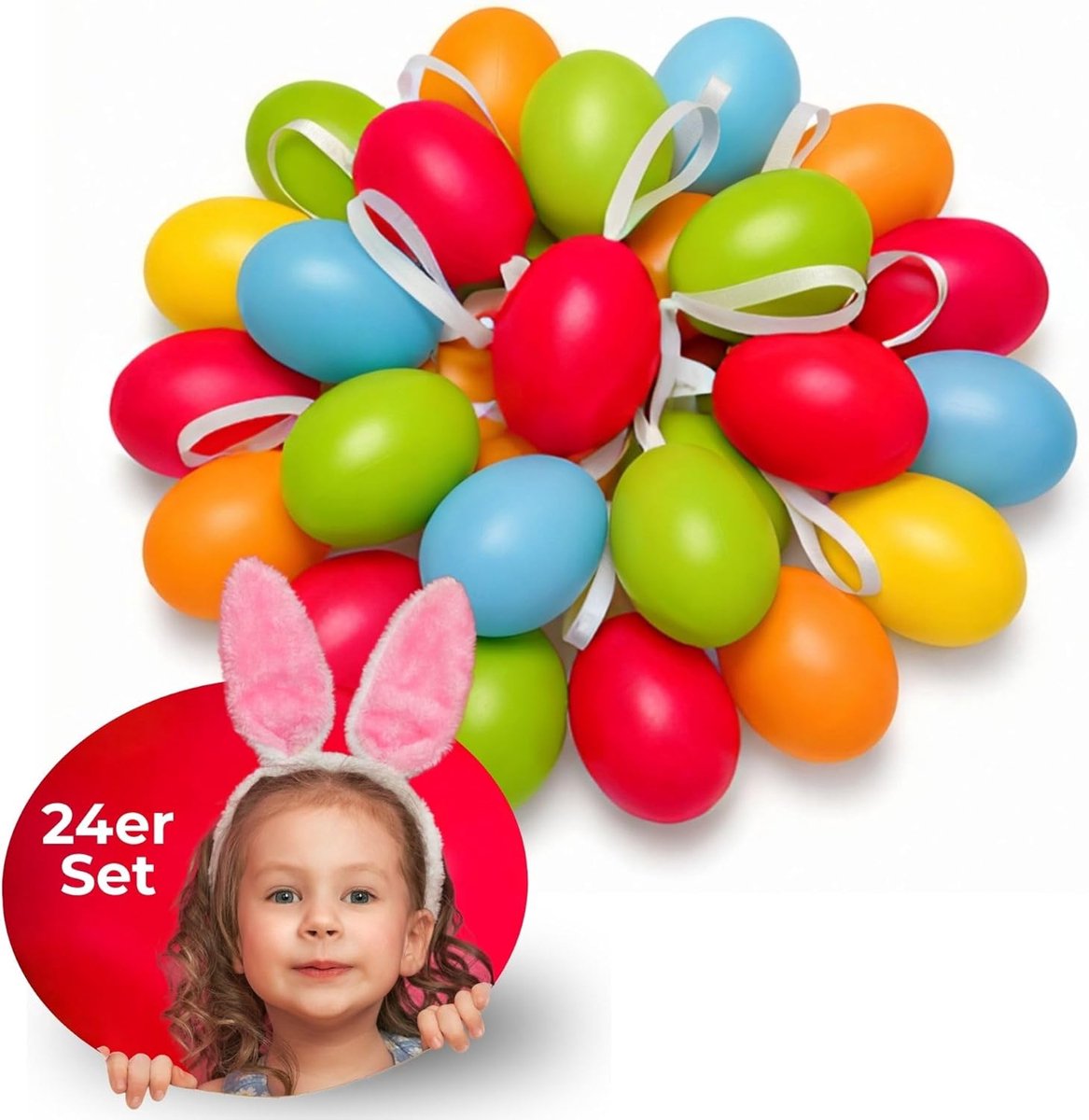 SnelShoppen - Set van 24 Decoratieve Paaseieren 6 cm in Kleurrijke Pasteltinten - Plastic Hangdecoratie voor Tuin, Woonkamer en Feestdagen