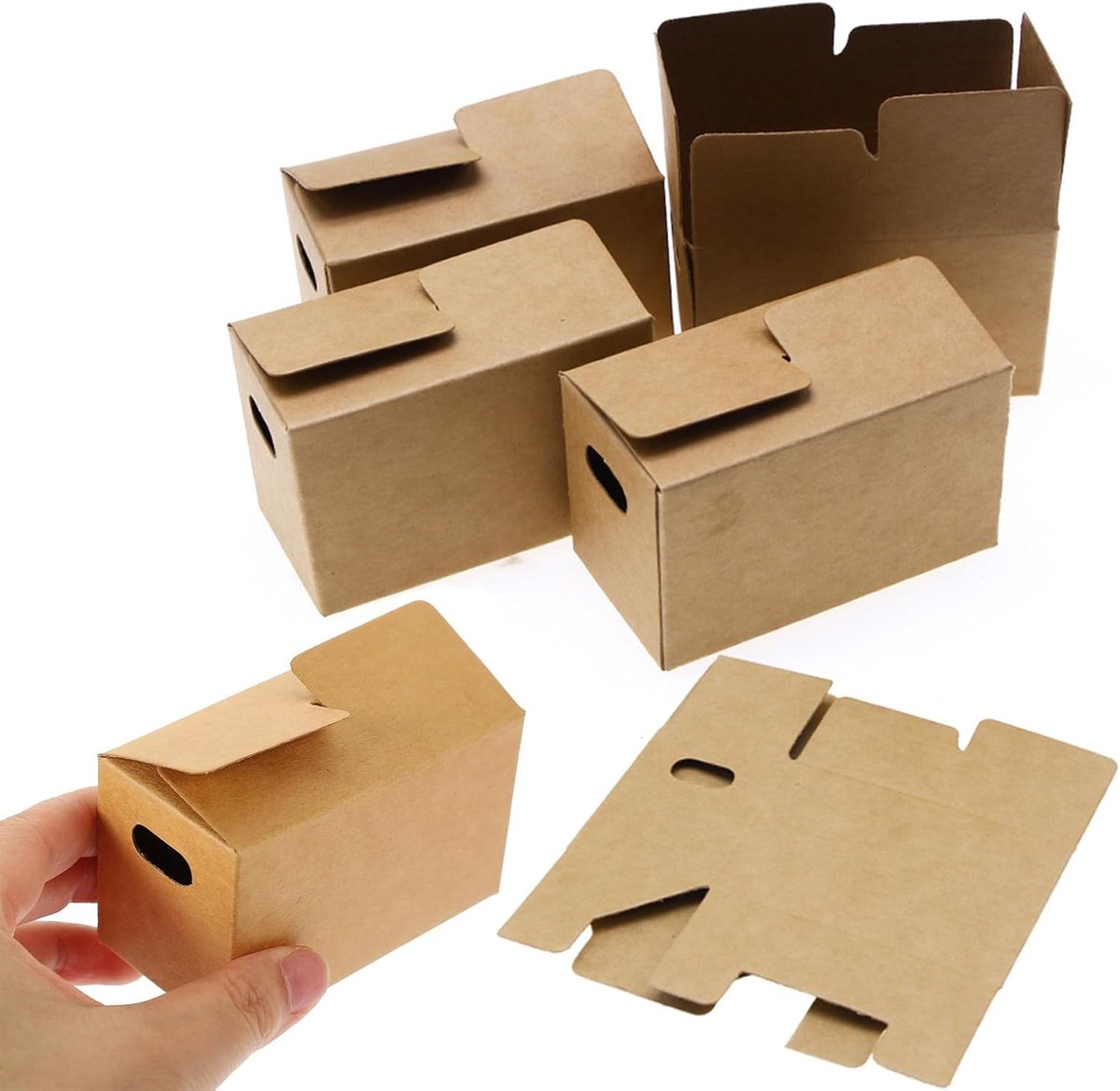 SnelShoppen - 6 Mini Verhuisdozen Karton 8x4,3x5 cm - Kraftpapier Geschenkdoses voor Poppenhuis, Verzameling, Spellen, Verhuizing, Klein Miniatuuracce