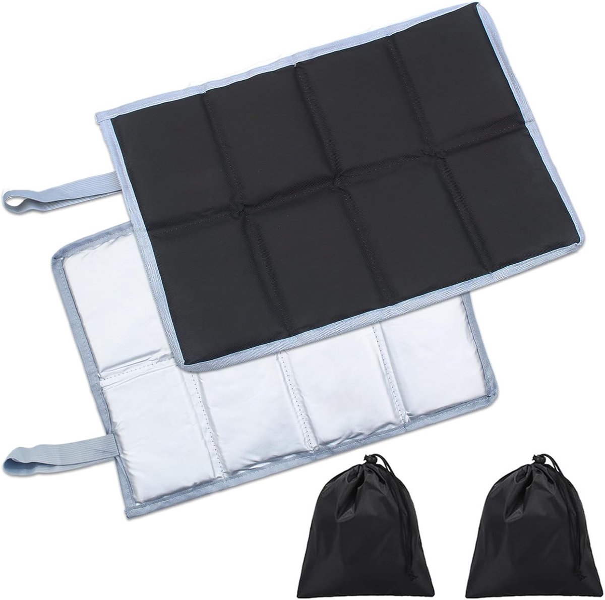 SnelShoppen - Pack van 2 Vouwkussens Waterproof Outdoor Stadionzitkussen met 2 Opbergcompartimenten, Draagbaar Vouwbaar Camping Kussen, Thermisch Oxfo