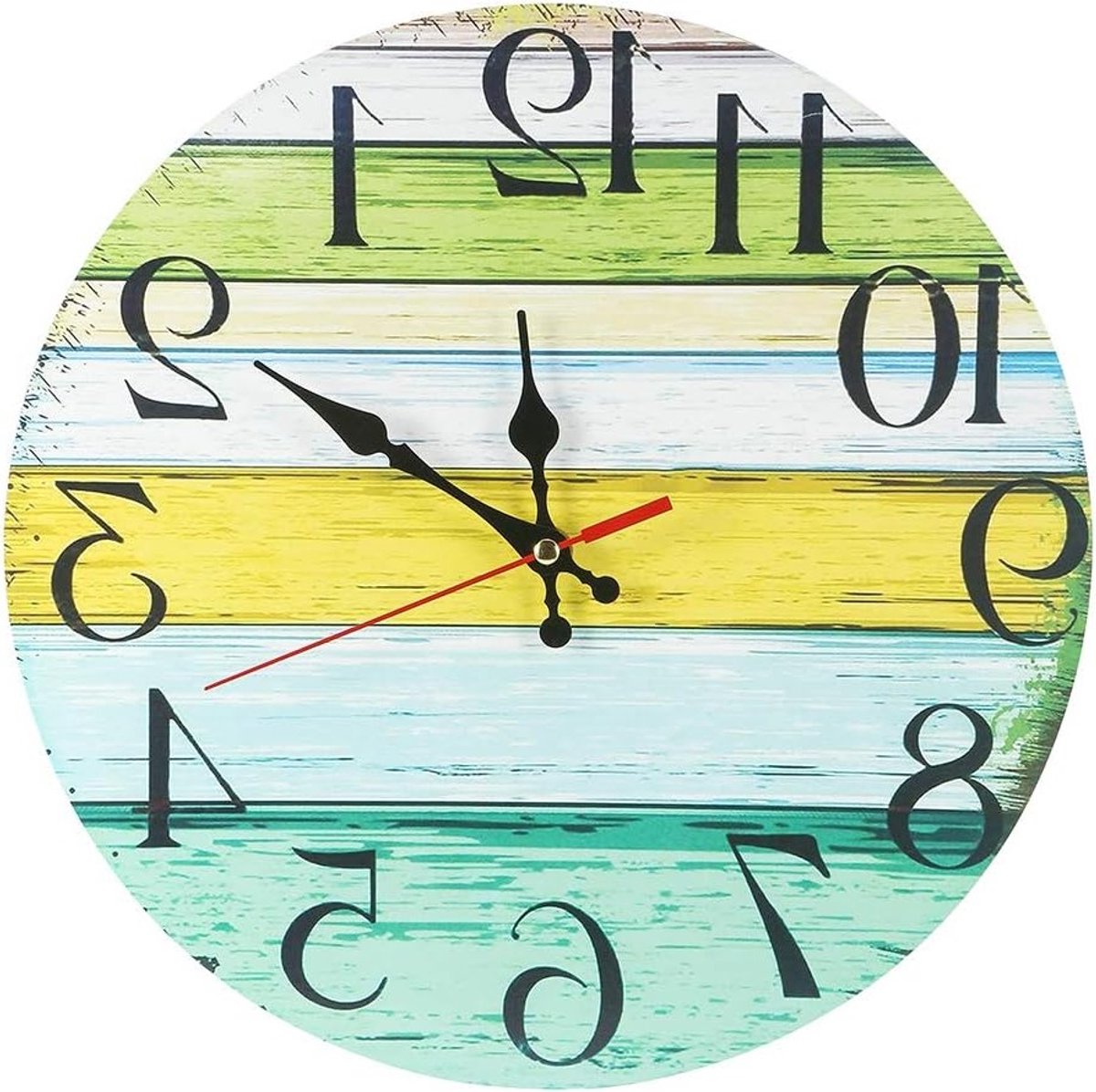 Houten Wandklok van 30 cm in Landelijke Stijl, Stil en Geruisloos voor Keuken, Woonkamer en Slaapkamer